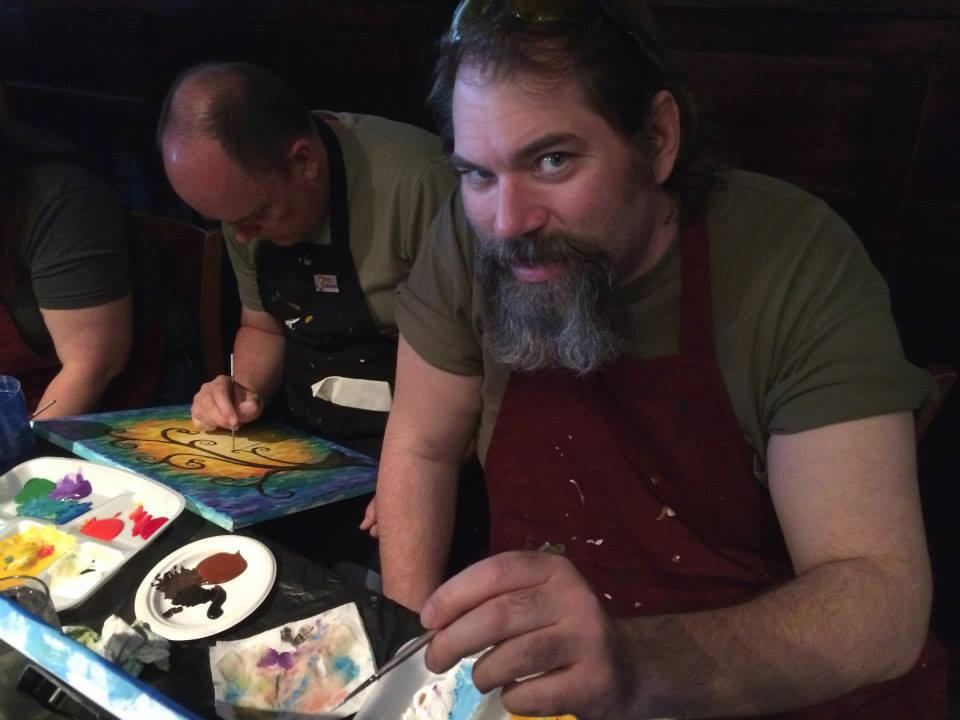 Greg Painting with Friends.